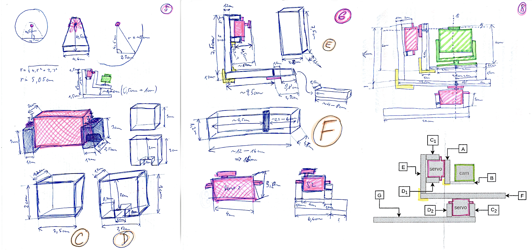 Final concept with dimension calculations and assembly planning.